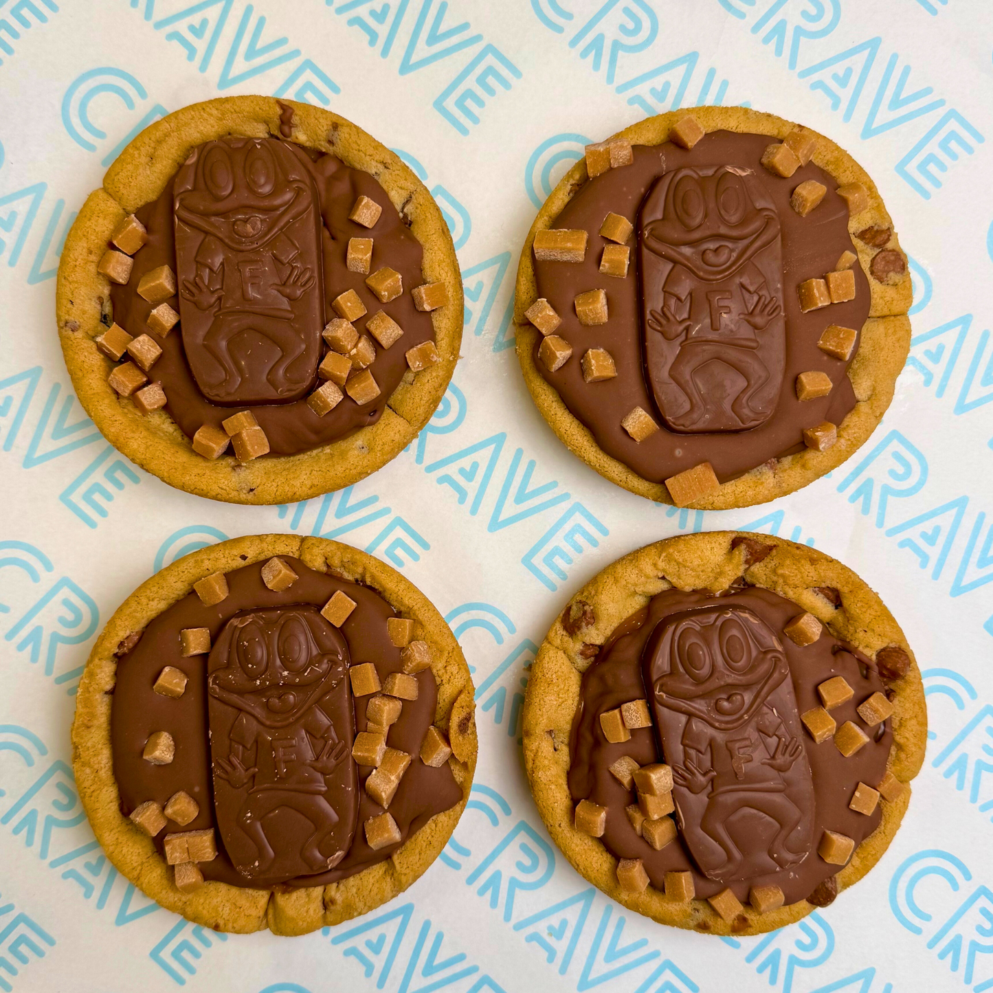 Caramel Mega Cookie Cup Box x4 - Crave Bakery and Coffeehouses LTD